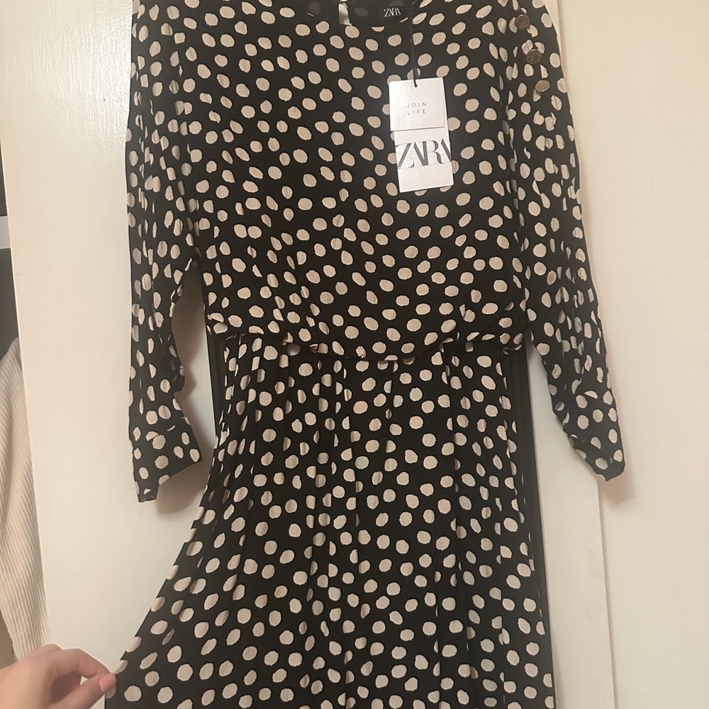 Zara Black and White Polka Dot Mini Dress